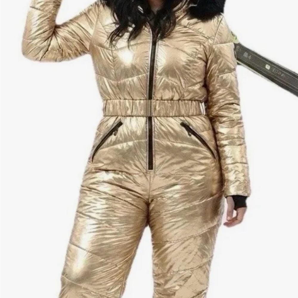 Metallic Gold Women's Quilted Jumpsuit